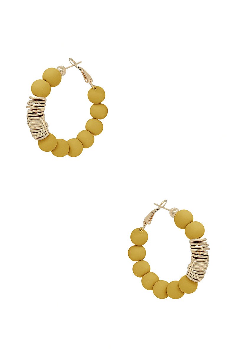 Clay Ball With Metal Accent Hoop Earring - ZLA