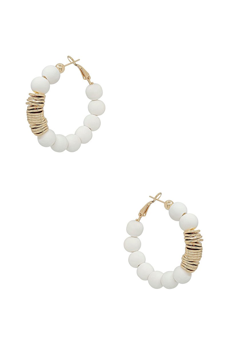 Clay Ball With Metal Accent Hoop Earring - ZLA