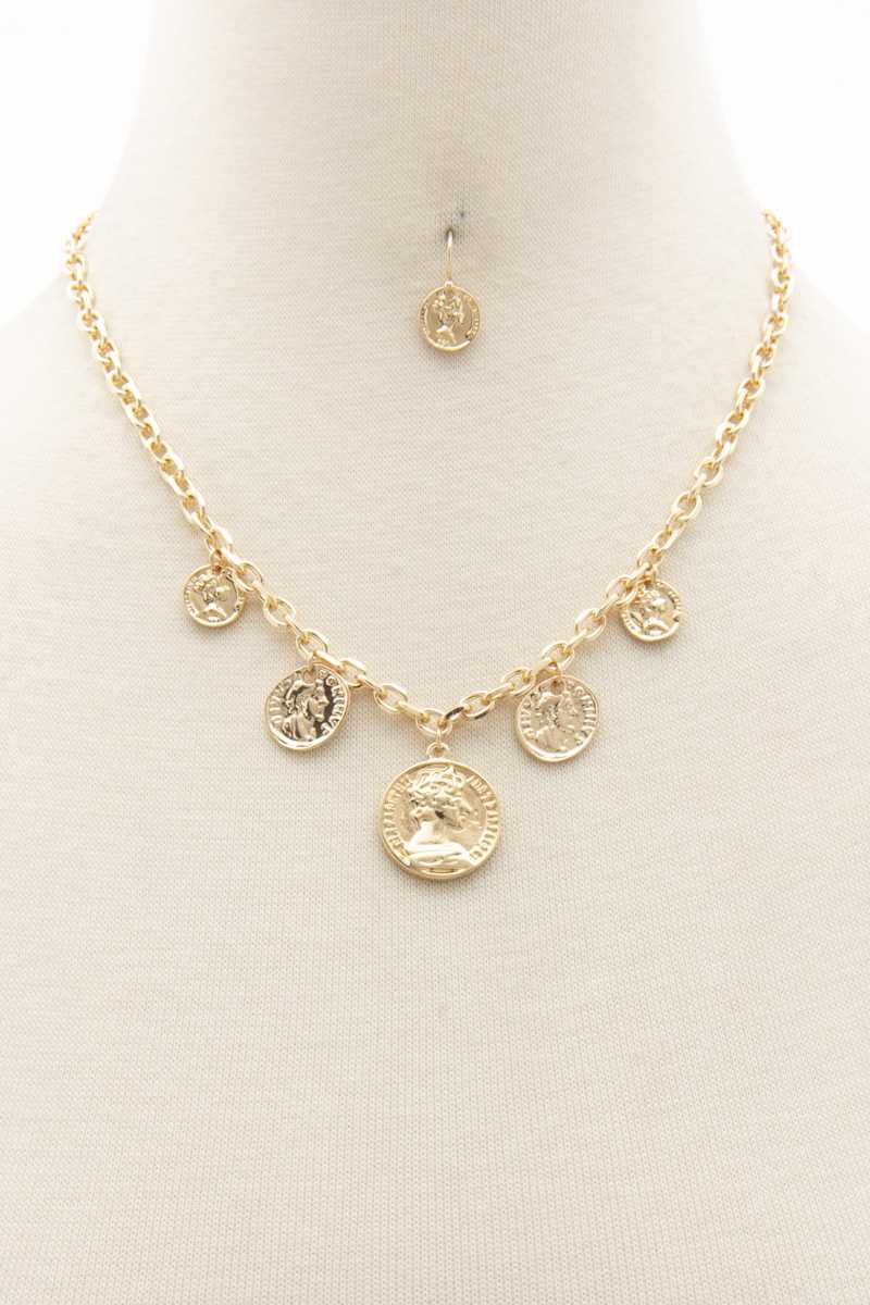 Coin Charm Oval Link Necklace - ZLA