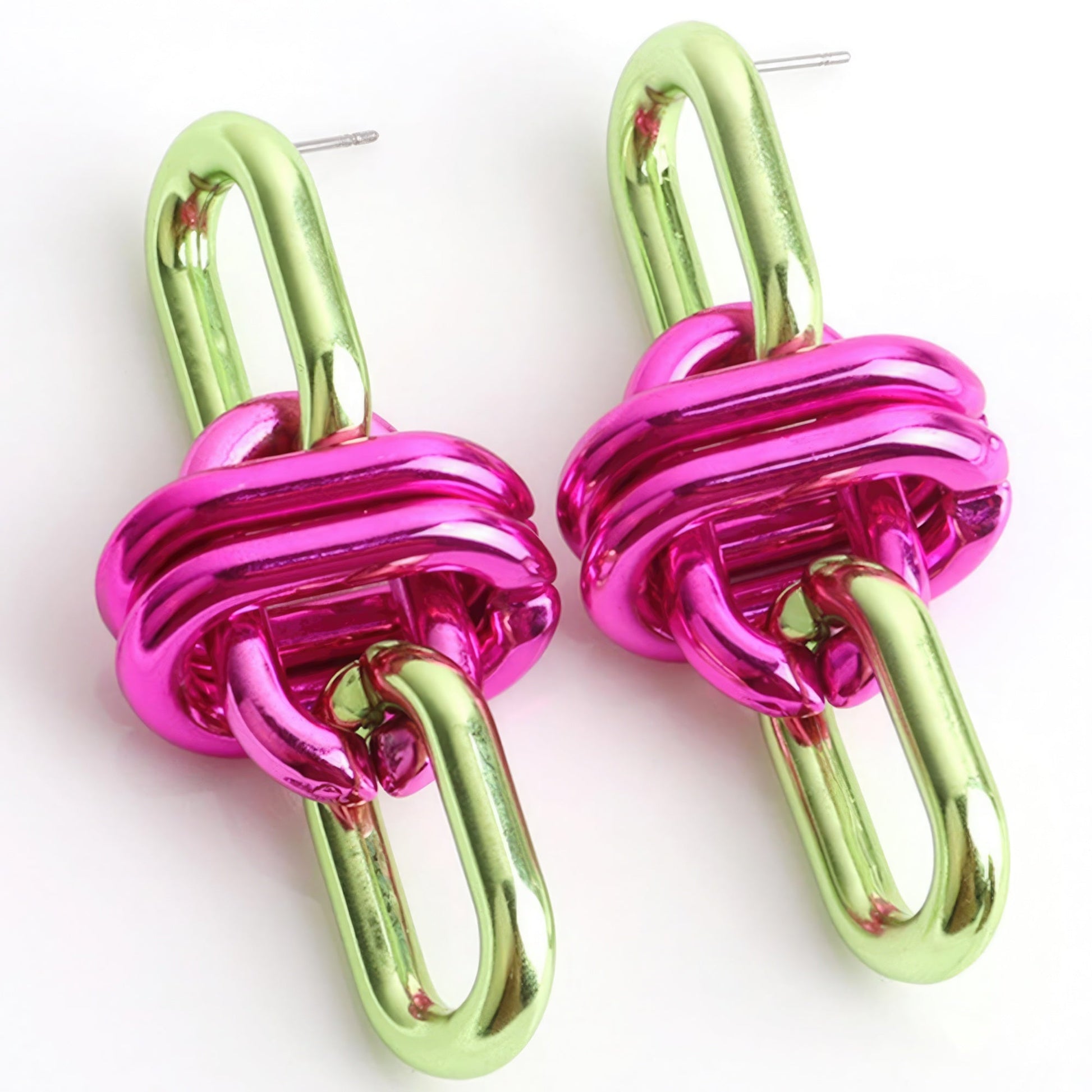 Color Metal Oval Link Earring - ZLA