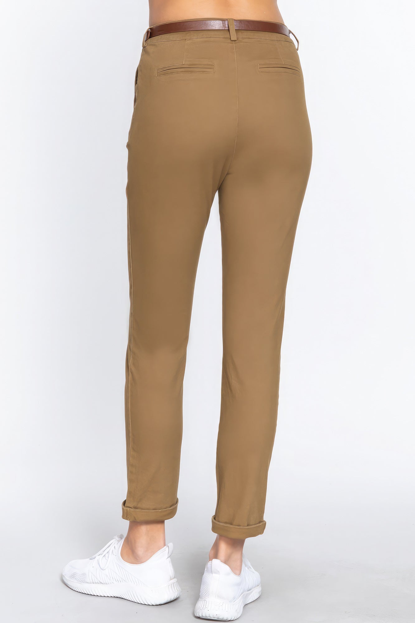 Cotton-span Twill Belted Long Pants - Premium  from ZLA - Just $23! Shop now at ZLA