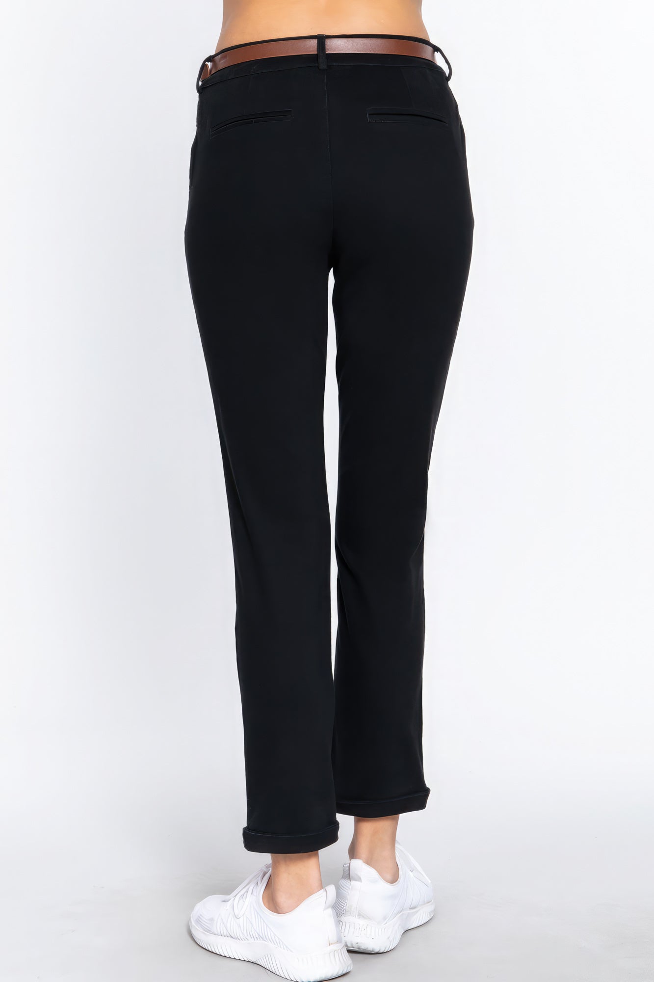 Cotton-span Twill Belted Long Pants - Premium  from ZLA - Just $23! Shop now at ZLA