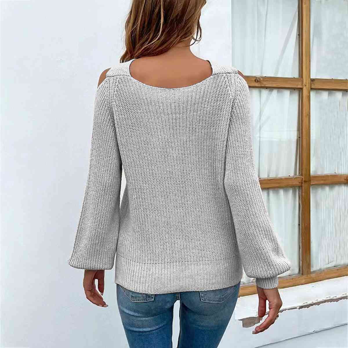 Crisscross Cold-Shoulder Sweater - Premium  from Trendsi - Just $25! Shop now at ZLA