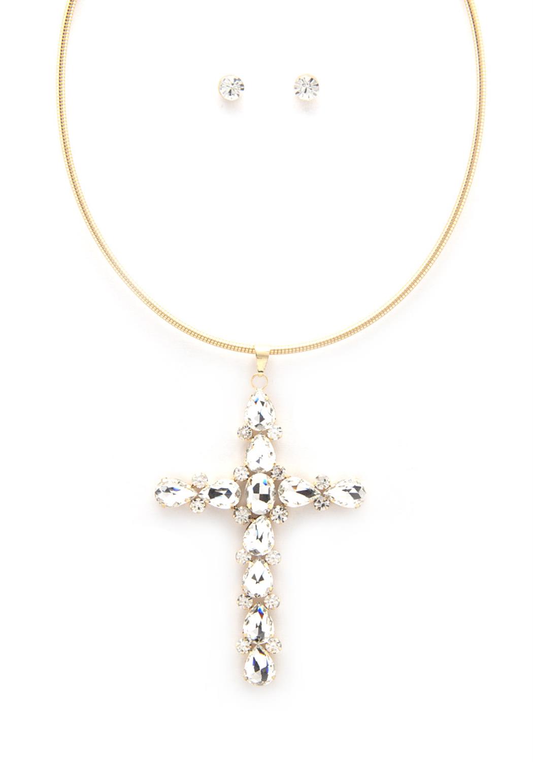 Crystal Cross Metal Necklace - ZLA