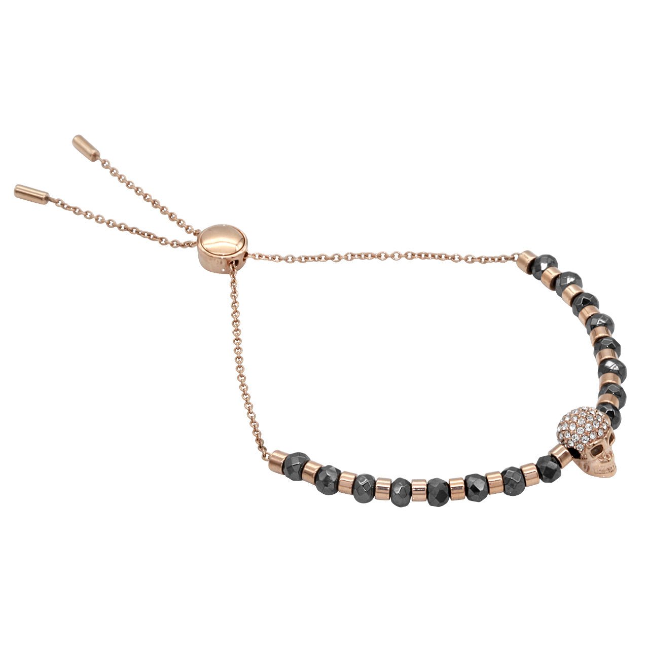 Crystal Encrusted Rose Gold Skull Beaded Bracelet - Premium Jewelry & Watches from Blue Asteria - Just $23.06! Shop now at ZLA