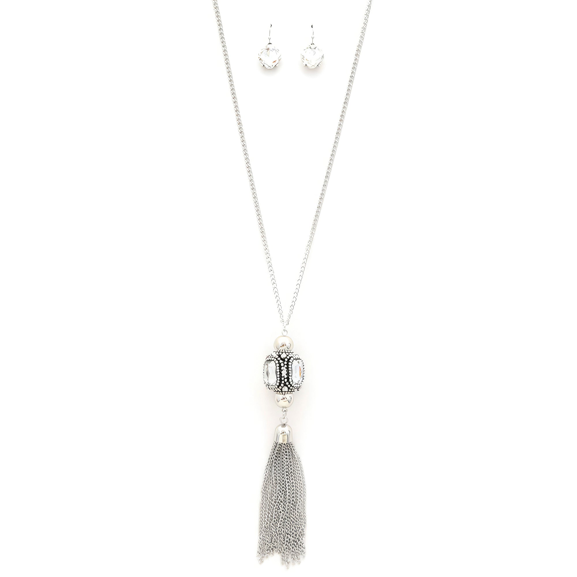 Cube Rhinestone Chain Tassel Necklace - Premium  from ZLA - Just $14.50! Shop now at ZLA