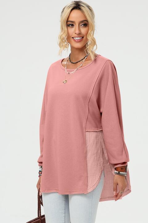 Curved Hem Dolman Sleeve Top - Premium  from Trendsi - Just $29! Shop now at ZLA