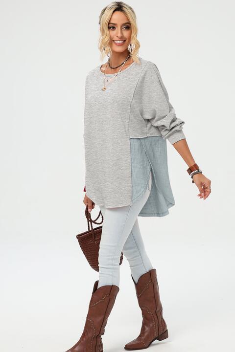 Curved Hem Dolman Sleeve Top - Premium  from Trendsi - Just $29! Shop now at ZLA