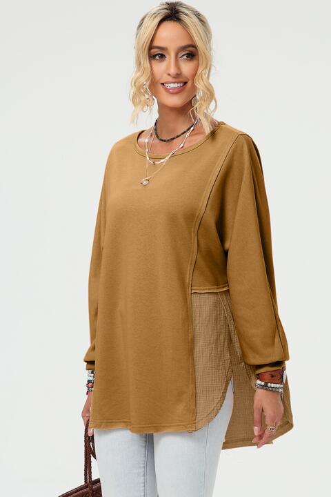 Curved Hem Dolman Sleeve Top - Premium  from Trendsi - Just $29! Shop now at ZLA