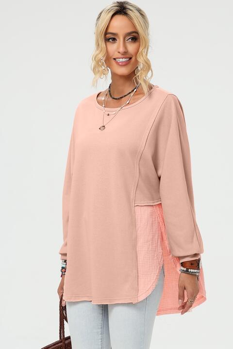 Curved Hem Dolman Sleeve Top - Premium  from Trendsi - Just $29! Shop now at ZLA