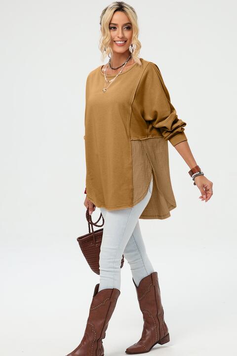 Curved Hem Dolman Sleeve Top - Premium  from Trendsi - Just $29! Shop now at ZLA