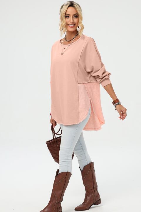 Curved Hem Dolman Sleeve Top - Premium  from Trendsi - Just $29! Shop now at ZLA