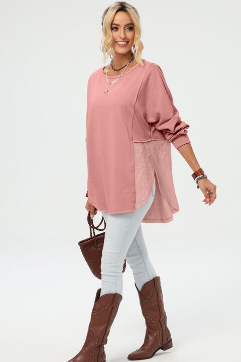 Curved Hem Dolman Sleeve Top - Premium  from Trendsi - Just $29! Shop now at ZLA