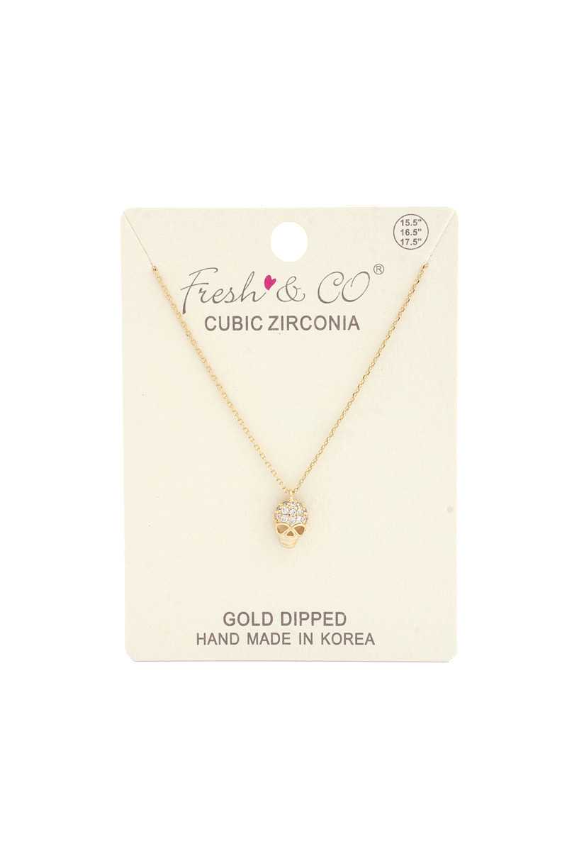 Dainty Rhinestone Skull Necklace - ZLA