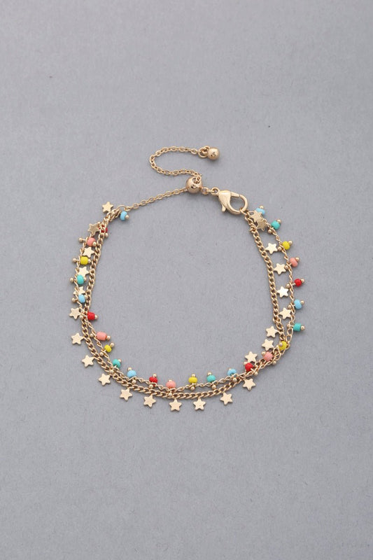 Dainty Star Charm Beaded Dangle Bracelet - ZLA