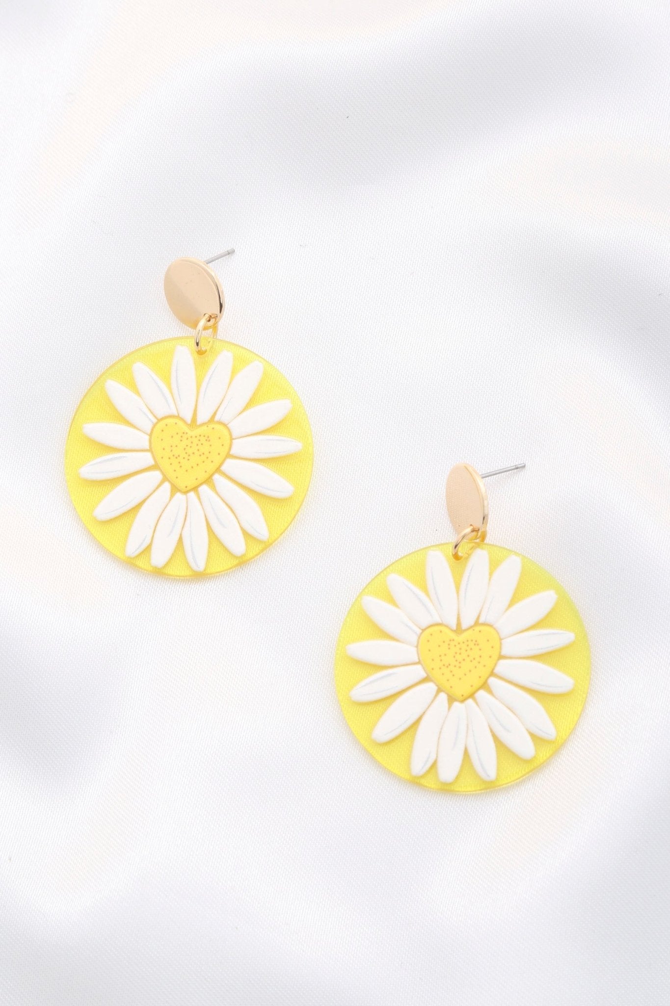 Daisy Printed Round Ac Drop Earriing - ZLA