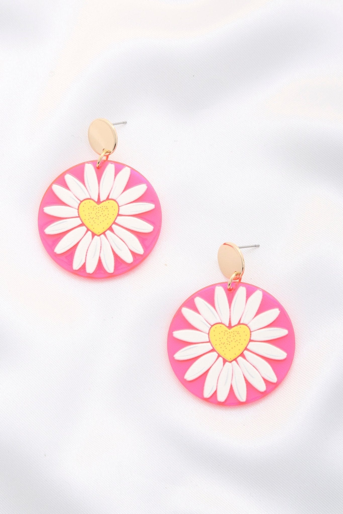 Daisy Printed Round Ac Drop Earriing - ZLA