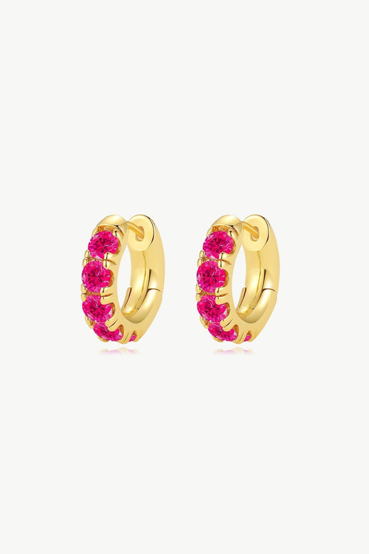 Daniela Gold Huggie Hoop Fuchsia Pink Zirconia Earrings - Premium Jewelry & Watches from Salmon Pandora - Just $38.94! Shop now at ZLA