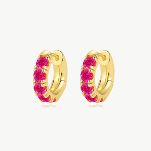 Daniela Gold Huggie Hoop Fuchsia Pink Zirconia Earrings - Premium Jewelry & Watches from Salmon Pandora - Just $38.94! Shop now at ZLA