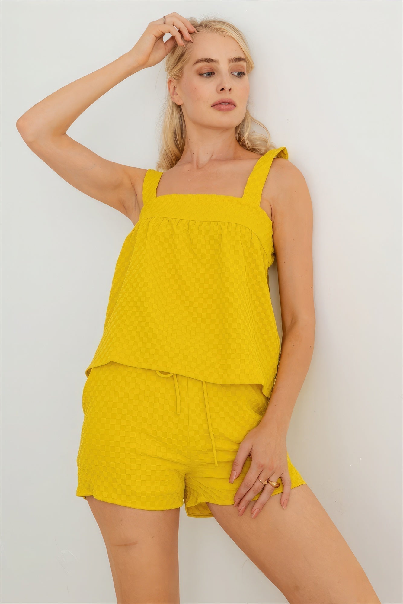Dijon Textured Sleeveless Flare Top & High Waist Two Pocket Shorts Set - Premium  from ZLA - Just $33.50! Shop now at ZLA