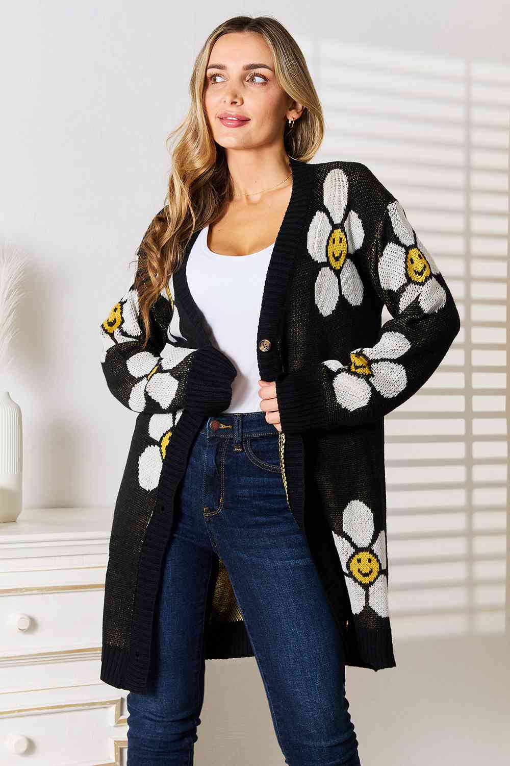 Double Take Floral Button Down Longline Cardigan - Premium  from Trendsi - Just $34! Shop now at ZLA