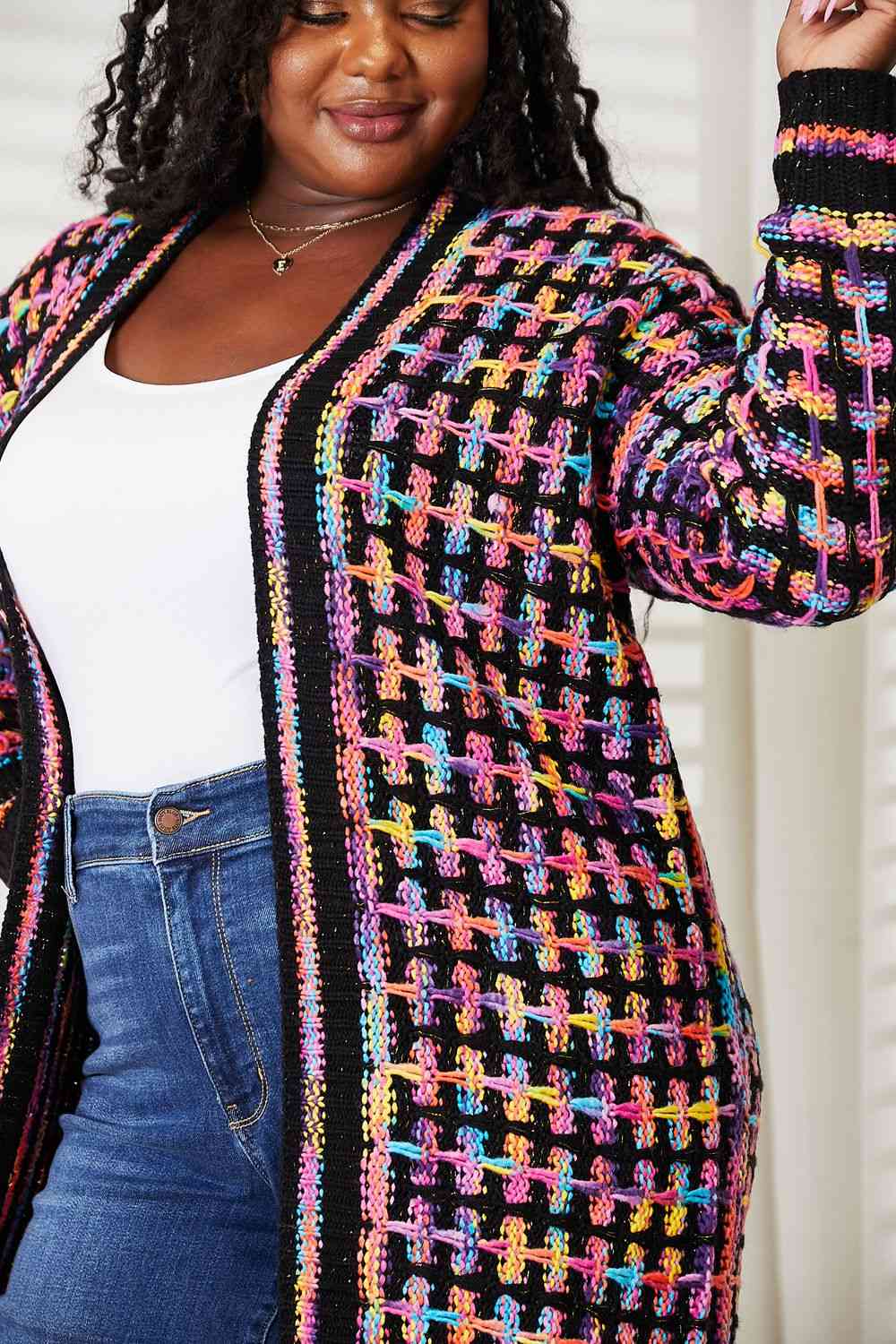 Double Take Full Size Multicolored Open Front Fringe Hem Cardigan - Premium  from Trendsi - Just $52! Shop now at ZLA