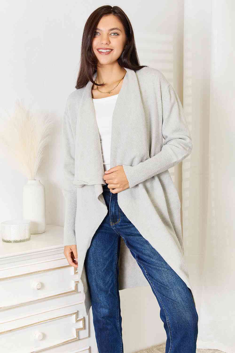 Double Take Open Front Duster Cardigan with Pockets - Premium  from Trendsi - Just $49! Shop now at ZLA