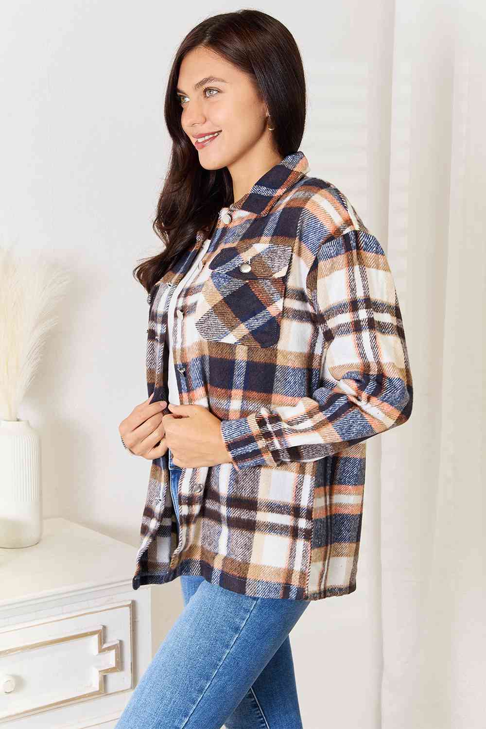 Double Take Plaid Button Front Shirt Jacket with Breast Pockets - Premium  from Trendsi - Just $48! Shop now at ZLA