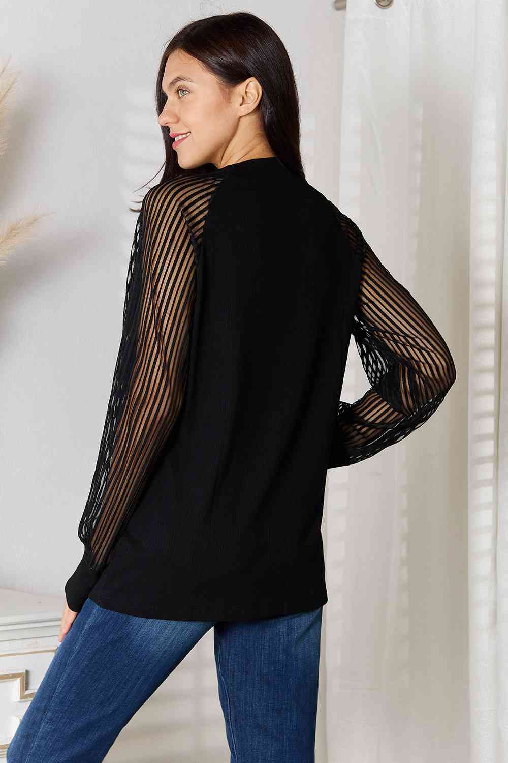 Double Take Round Neck Raglan Sleeve Blouse - Premium  from Trendsi - Just $27! Shop now at ZLA