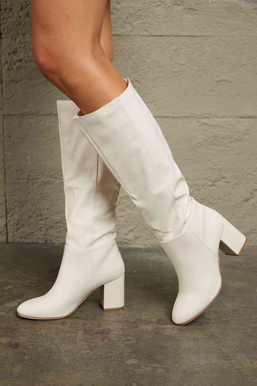East Lion Corp Block Heel Knee High Boots - Premium  from Trendsi - Just $66! Shop now at ZLA