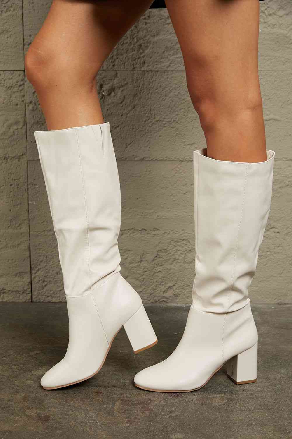 East Lion Corp Block Heel Knee High Boots - Premium  from Trendsi - Just $66! Shop now at ZLA