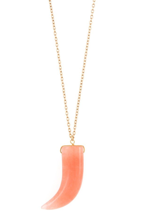 Elongated single horn pendant necklace - ZLA