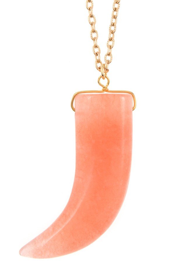 Elongated single horn pendant necklace - ZLA