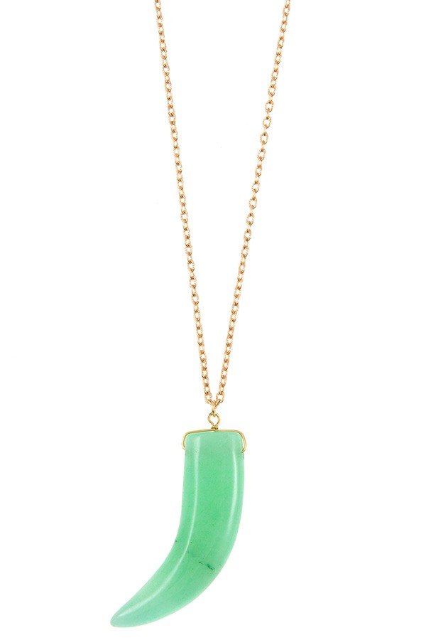 Elongated single horn pendant necklace - ZLA