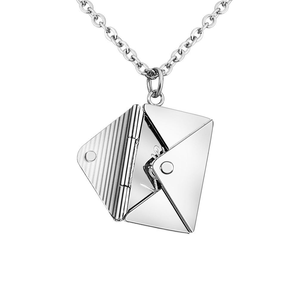 Envelope necklace titanium steel clavicle chain pendant customized lettering jewelry - Premium  from ZLA - Just $7.84! Shop now at ZLA
