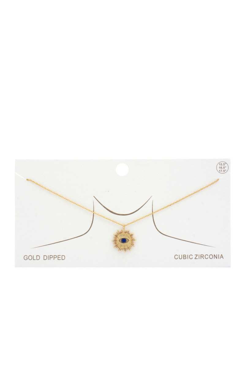 Evil Eye Sun Charm Gold Dipped Necklace - ZLA