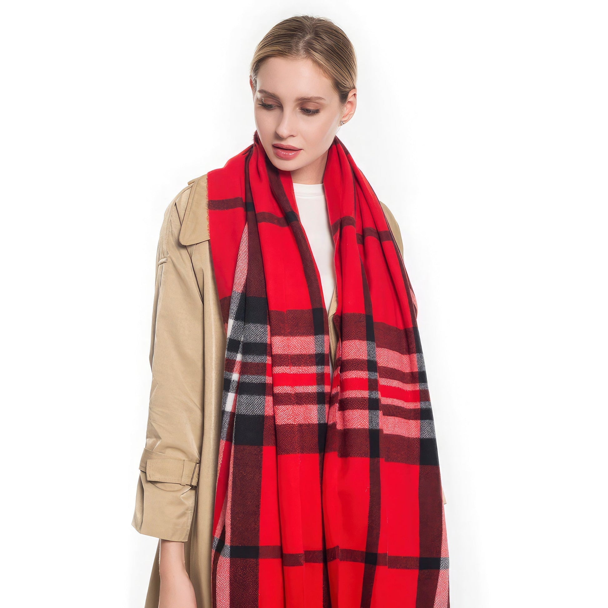 Fashion Check Tassel Oblong Scarf - Premium  from ZLA - Just $15.50! Shop now at ZLA