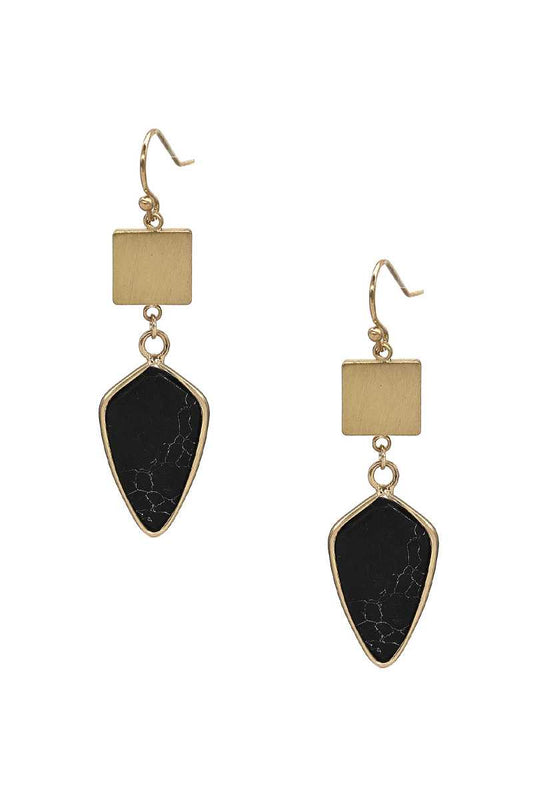 Fashion Marbling Stone Dangle Earring - ZLA