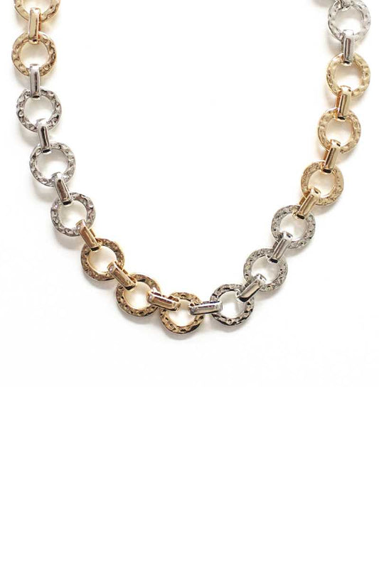 Fashion Metal Two Tone Necklace - ZLA