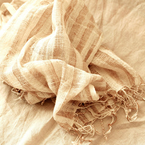 Fatima Hand-loomed Raw Cotton Scarf, in Beige (Pre-order) - Premium  from BrunnaCo - Just $67.50! Shop now at ZLA