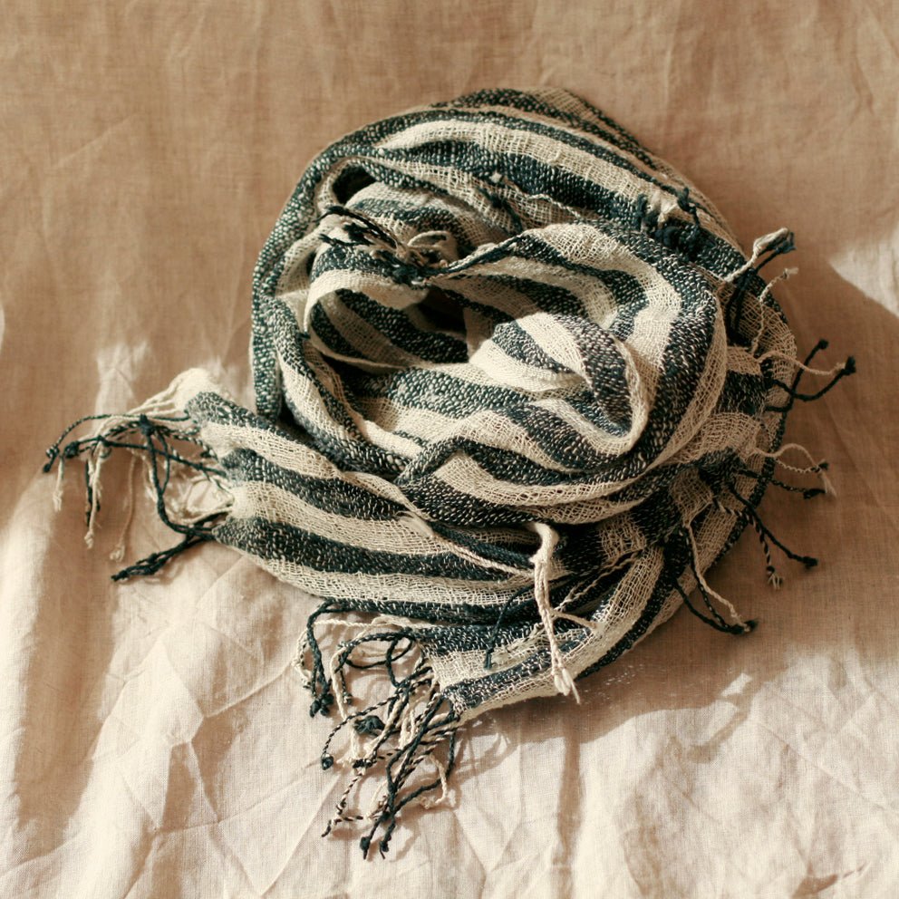 Fatima Hand-loomed Raw Cotton Scarf, in Black - Premium  from BrunnaCo - Just $67.50! Shop now at ZLA