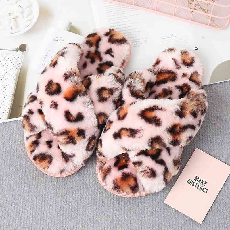 Faux Fur Crisscross Strap Slippers - Premium  from Trendsi - Just $21! Shop now at ZLA