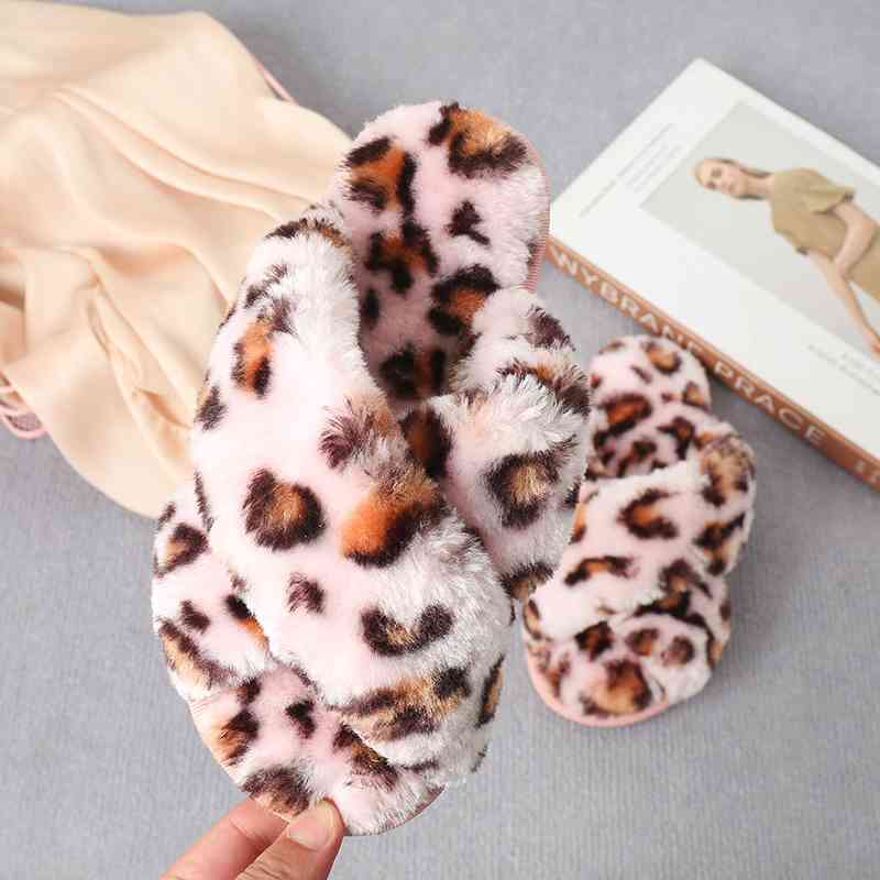 Faux Fur Crisscross Strap Slippers - Premium  from Trendsi - Just $21! Shop now at ZLA