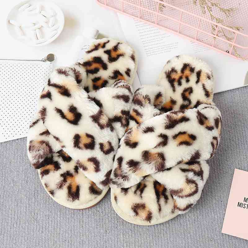 Faux Fur Crisscross Strap Slippers - Premium  from Trendsi - Just $21! Shop now at ZLA