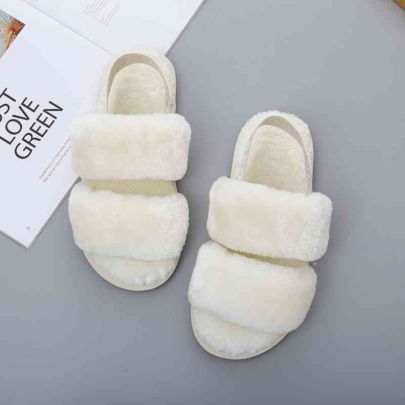 Faux Fur Open Toe Slippers - Premium  from Trendsi - Just $21! Shop now at ZLA