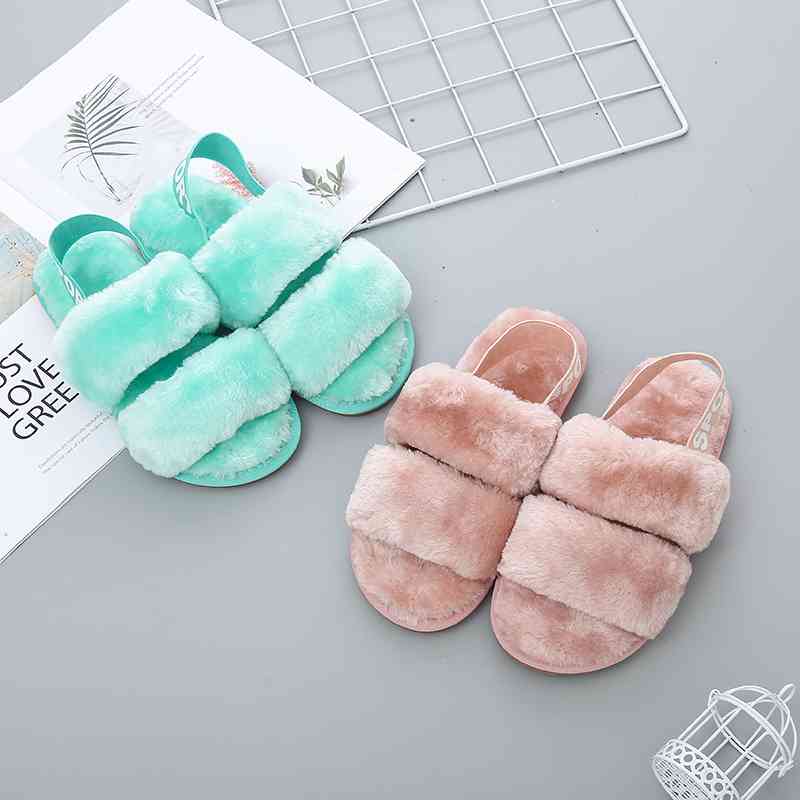 Faux Fur Open Toe Slippers - Premium  from Trendsi - Just $21! Shop now at ZLA