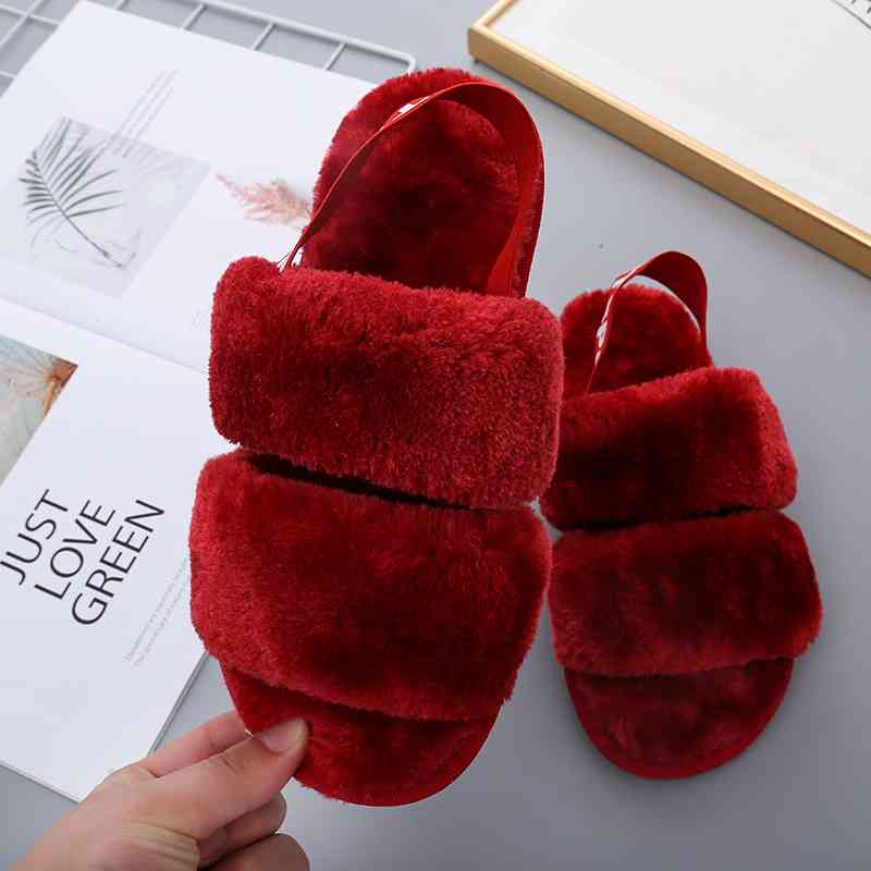 Faux Fur Open Toe Slippers - Premium  from Trendsi - Just $21! Shop now at ZLA