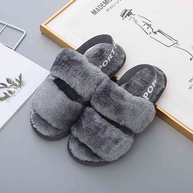 Faux Fur Open Toe Slippers - Premium  from Trendsi - Just $21! Shop now at ZLA