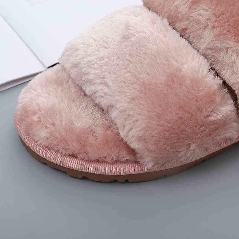 Faux Fur Open Toe Slippers - Premium  from Trendsi - Just $21! Shop now at ZLA