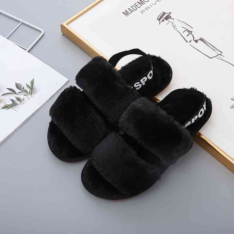 Faux Fur Open Toe Slippers - Premium  from Trendsi - Just $21! Shop now at ZLA